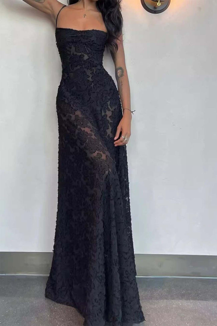 Floral Jacquard Tassel Lace Up Maxi Dress Purple · M