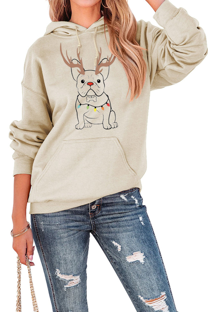 French Bulldog Christmas Graphic Hoodie Navy · S