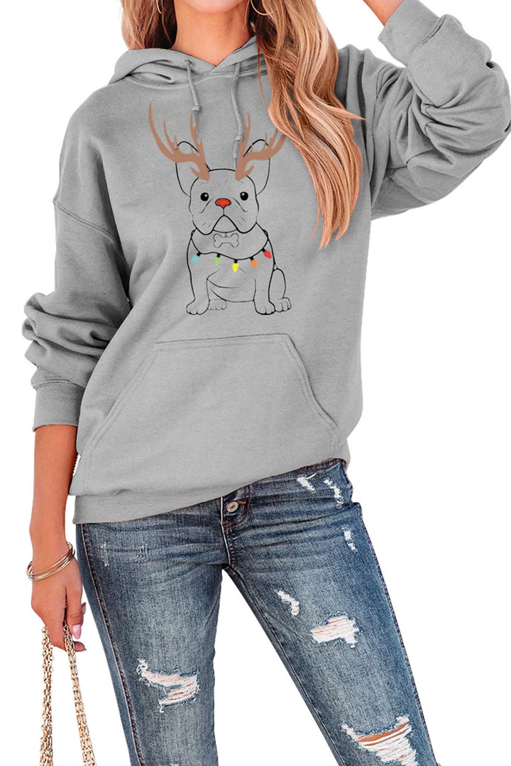 French Bulldog Christmas Graphic Hoodie Navy · M