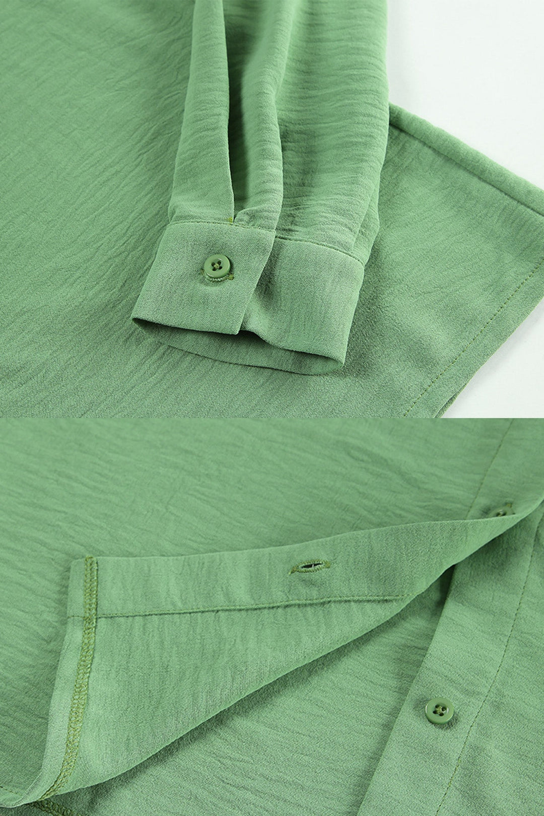 Solid Color Lapel Long Sleeve Button-Up Blouse Grey · M