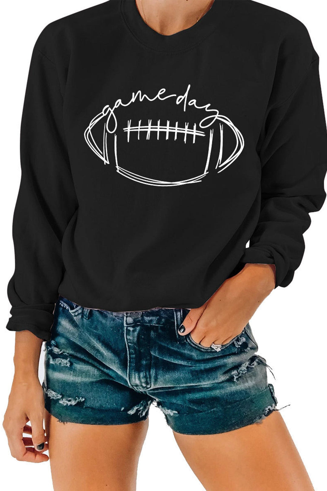 Game Day Football Printed Sweatshirt Beige · S