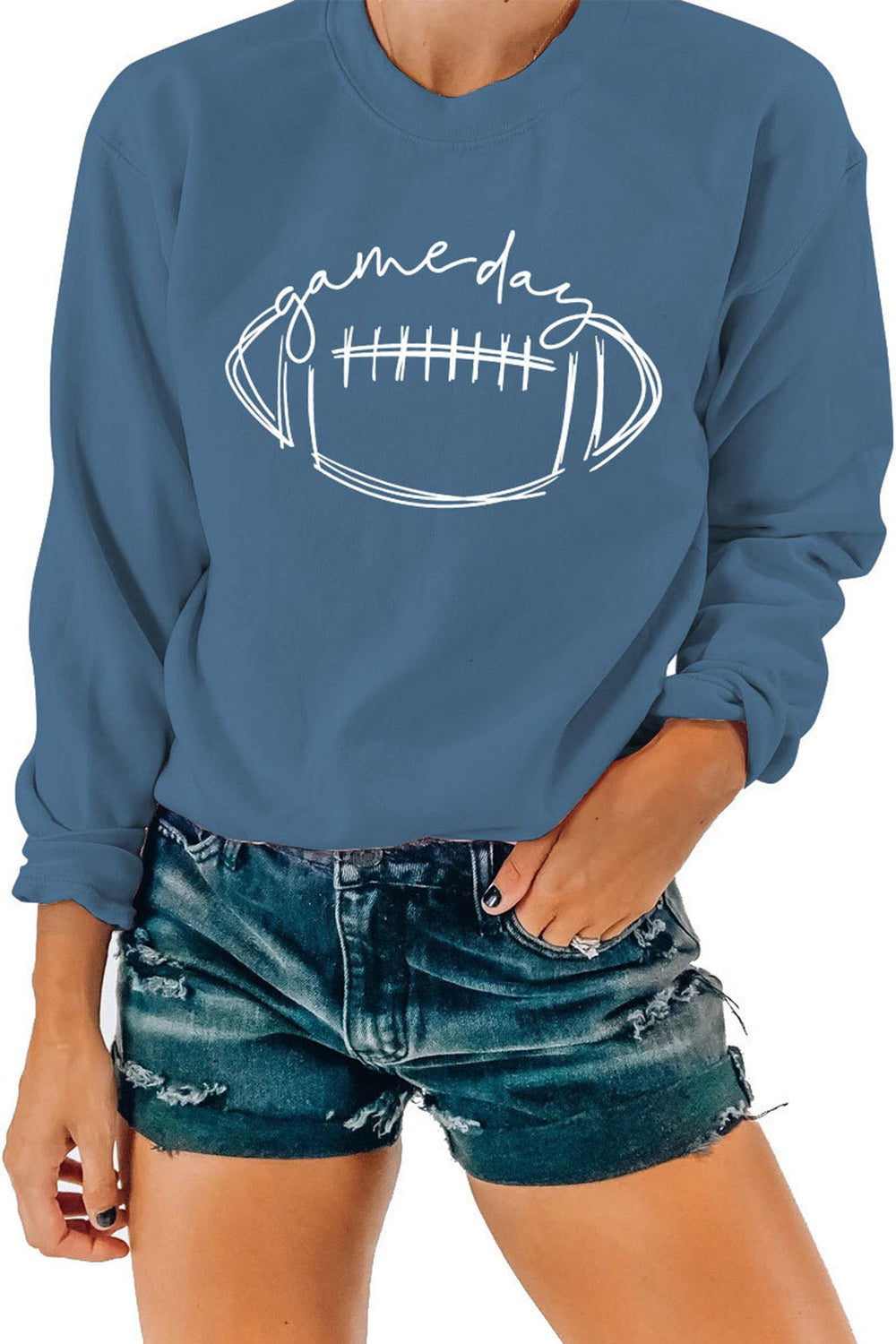 Game Day Football Printed Sweatshirt Beige · M