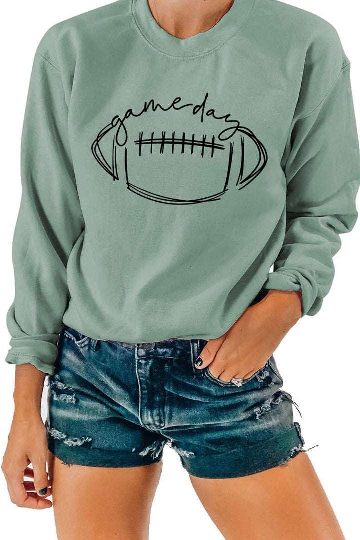 Game Day Football Printed Sweatshirt Beige · L