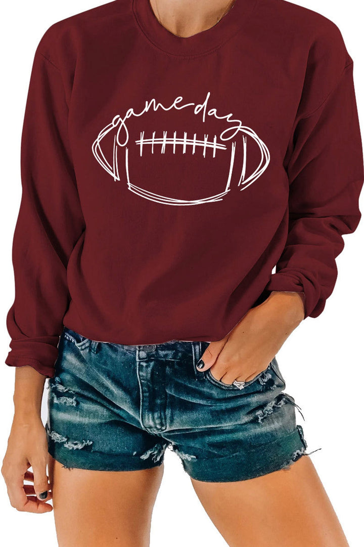 Game Day Football Printed Sweatshirt Black · S