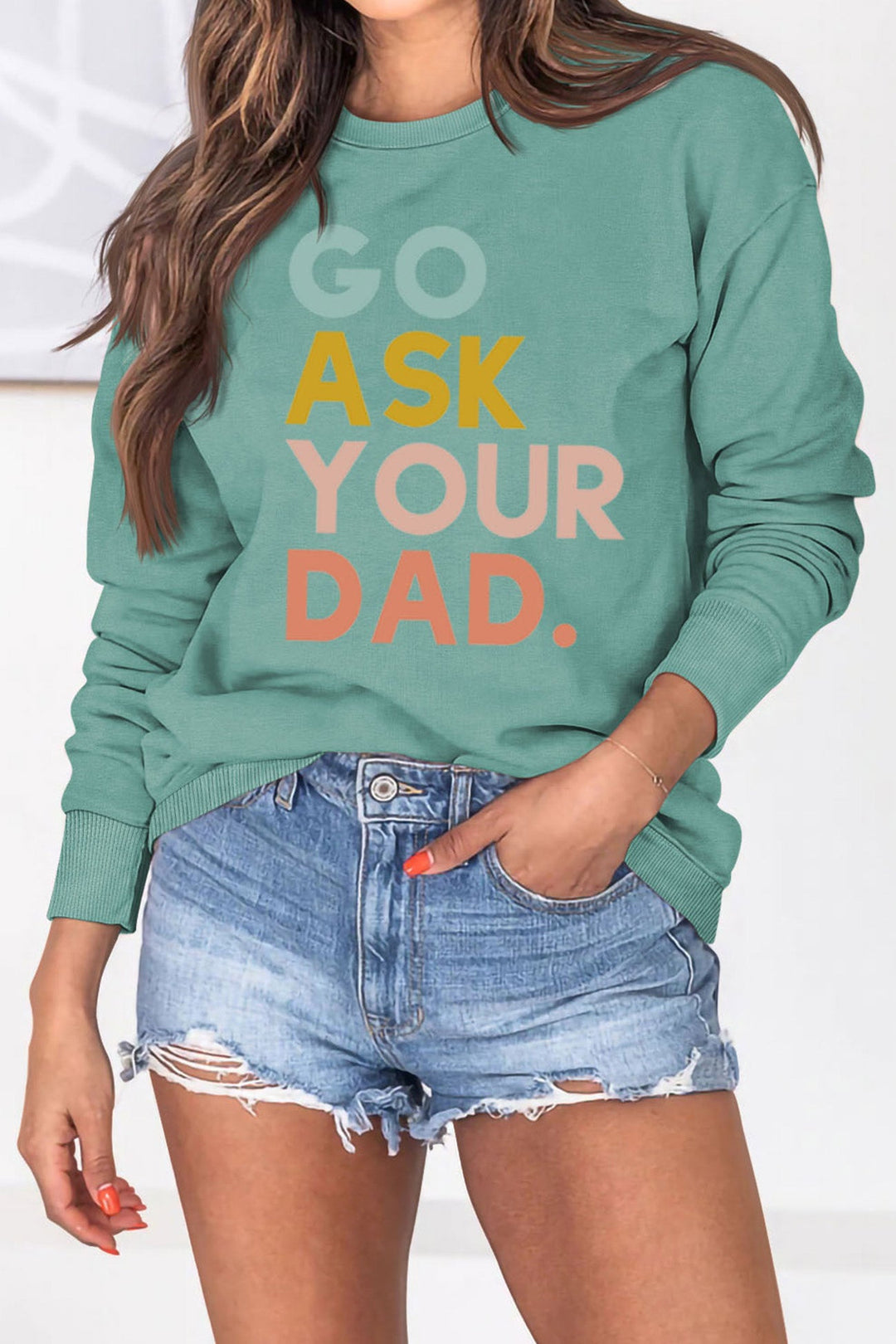 Go Ask Your Dad Printed Sweatshirt Beige · XL