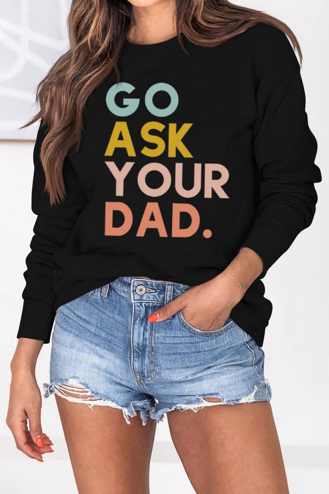 Go Ask Your Dad Printed Sweatshirt Beige · S