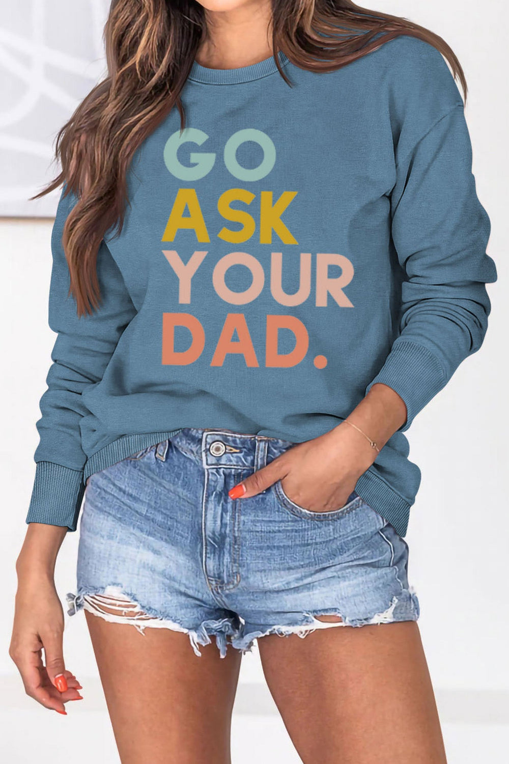 Go Ask Your Dad Printed Sweatshirt Beige · M