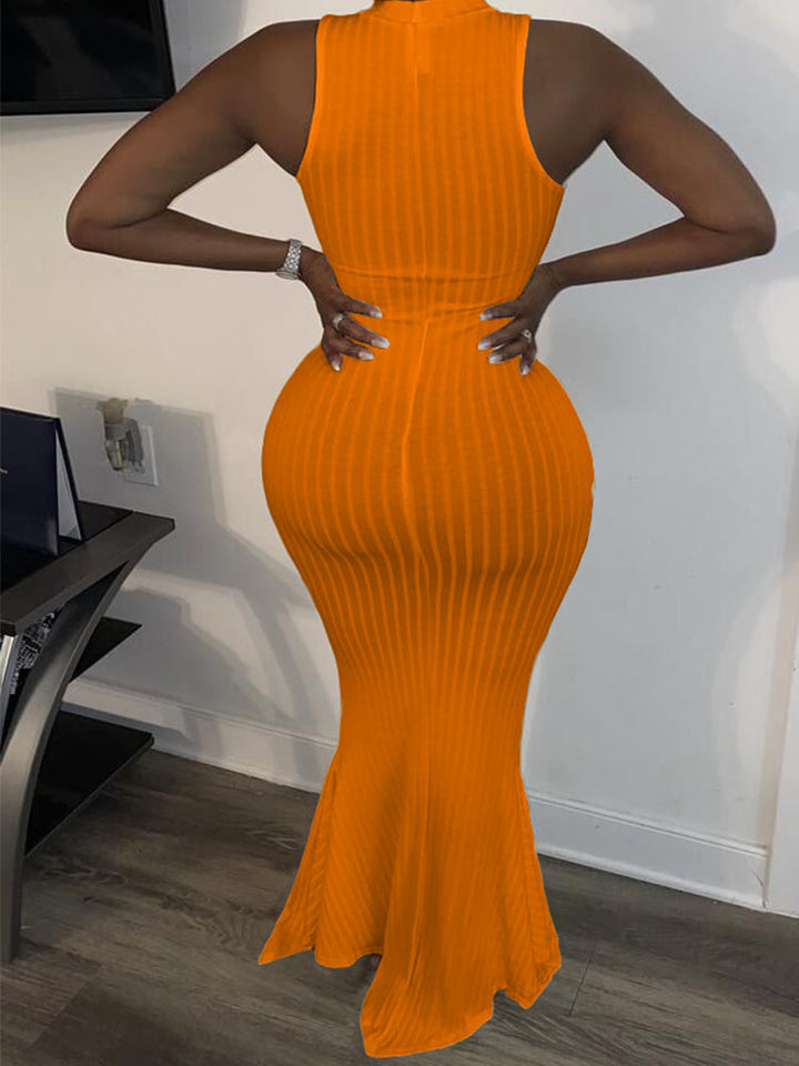 Sleeveless Knit Bodycon Maxi Dress Yellow / S