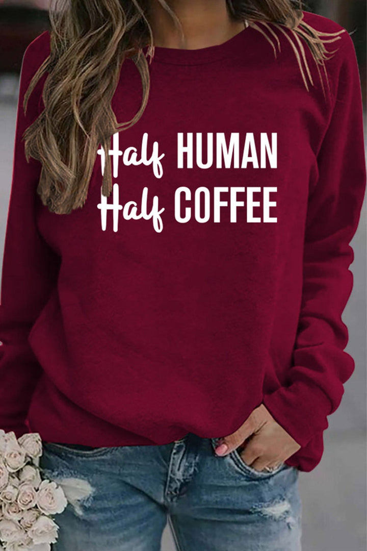 Half Coffee Half Human Printed Sweatshirt Grey · XL