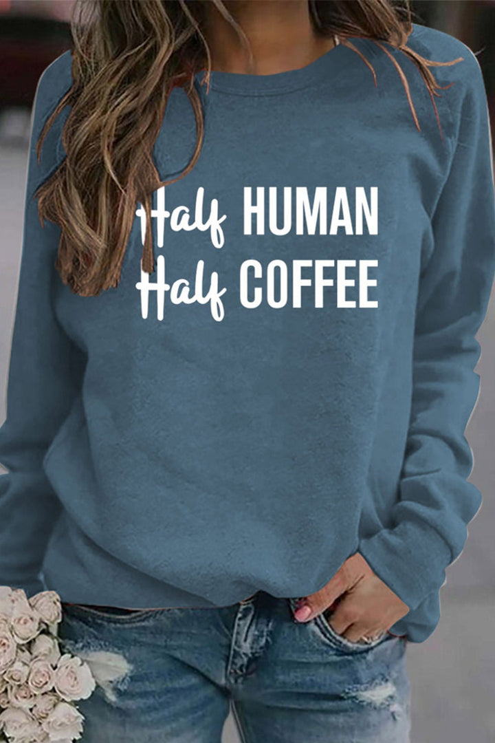 Half Coffee Half Human Printed Sweatshirt Grey · M