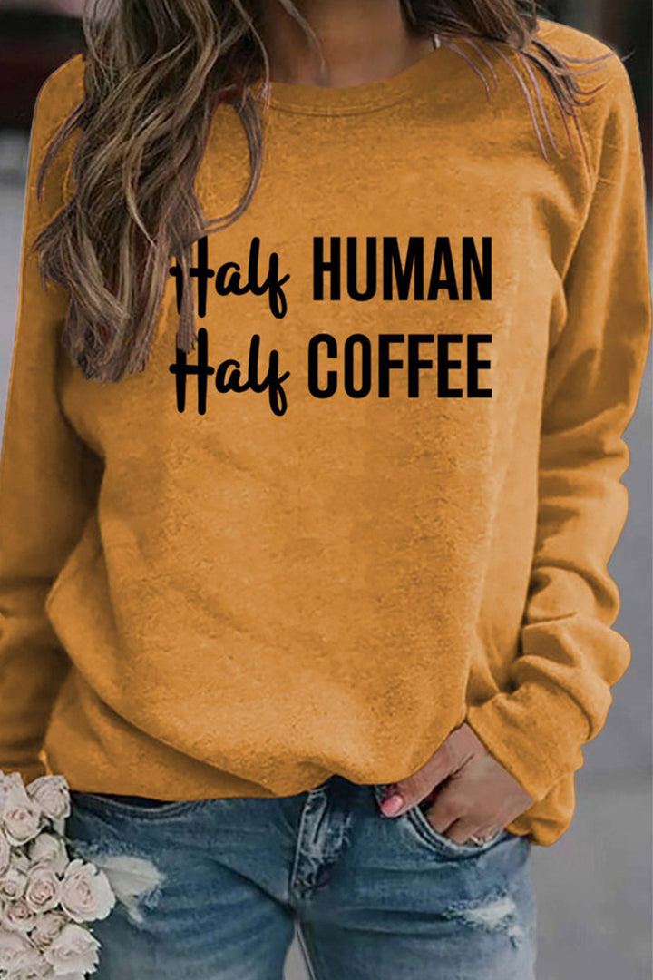 Half Coffee Half Human Printed Sweatshirt Black · S