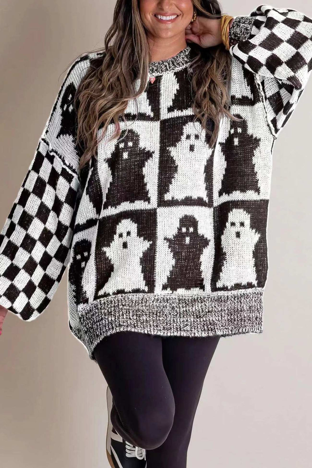 Halloween Crew Neck Loose Sweater Orange · L