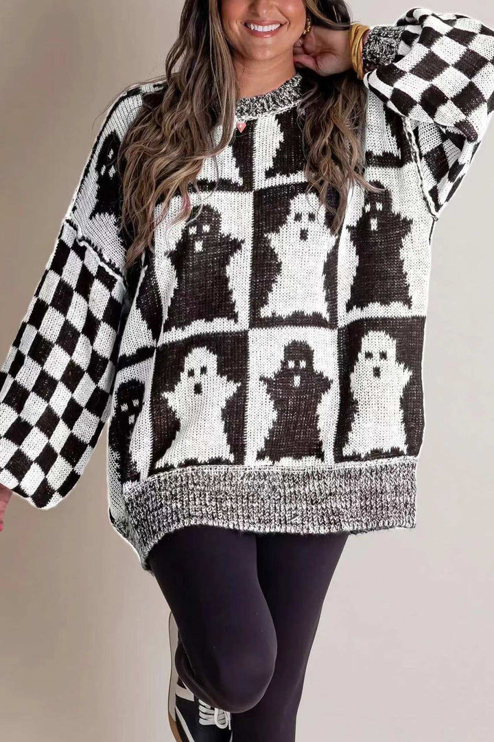 Halloween Crew Neck Loose Sweater Orange · L