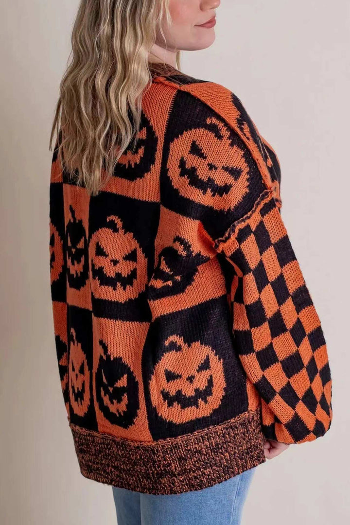 Halloween Crew Neck Loose Sweater Orange · S