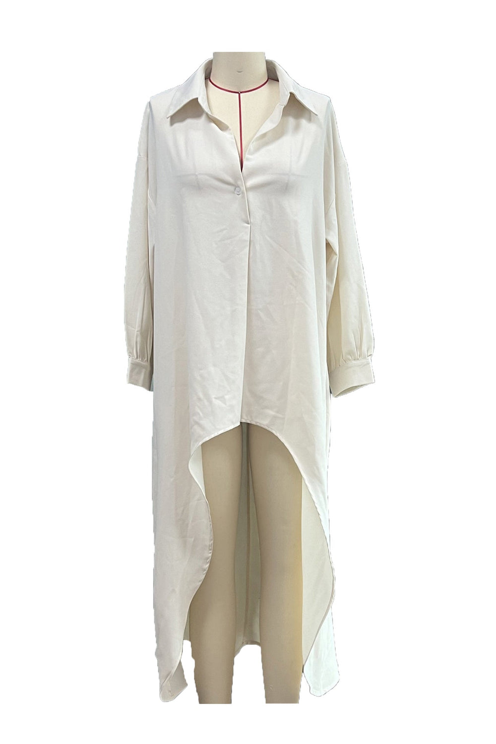 High Low Single-breasted Blouse Beige · M