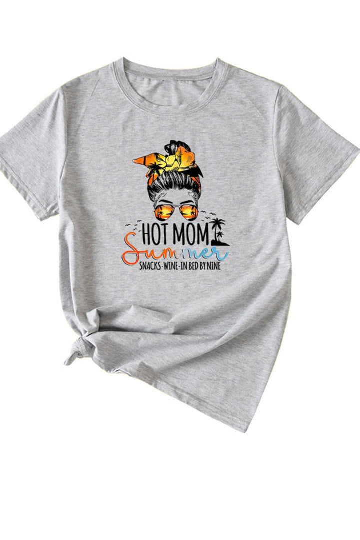 Hot Mom Summer Graphic Print T-shirt Orange · S