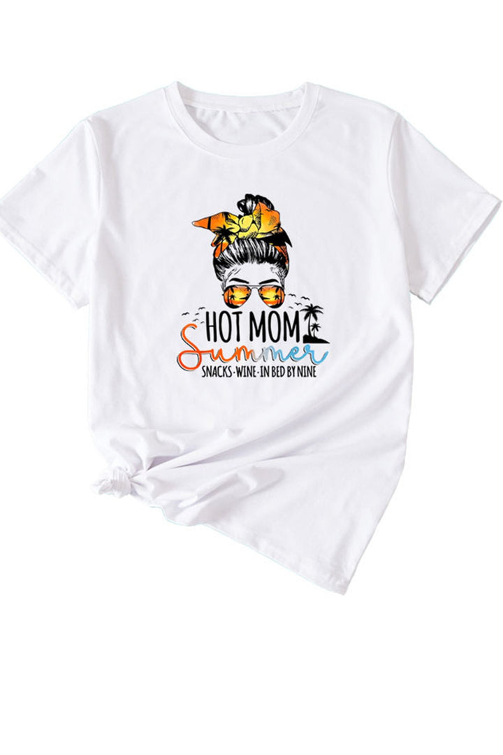 Hot Mom Summer Graphic Print T-shirt Orange · 3XL