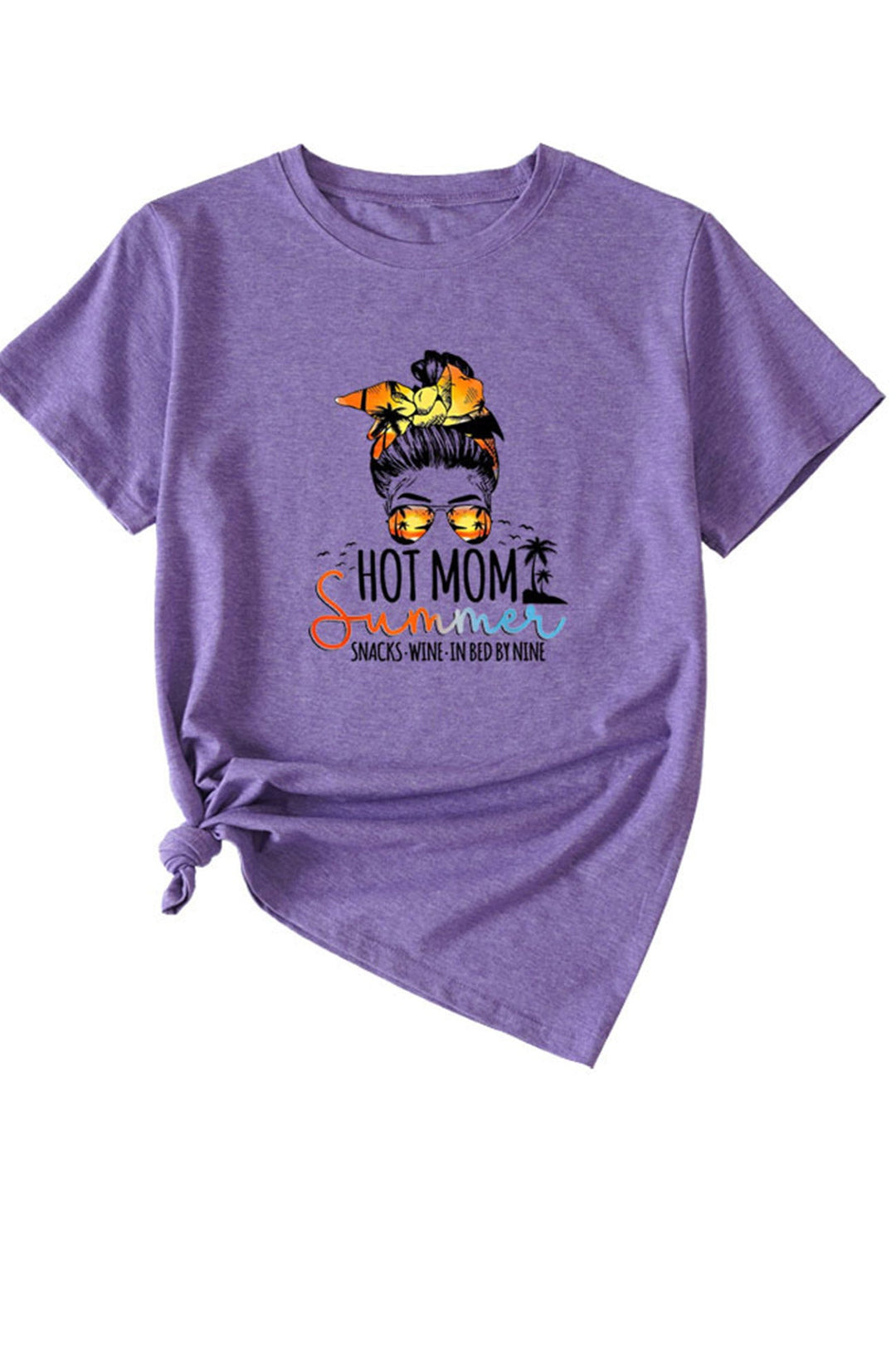Hot Mom Summer Graphic Print T-shirt Light Grey · S
