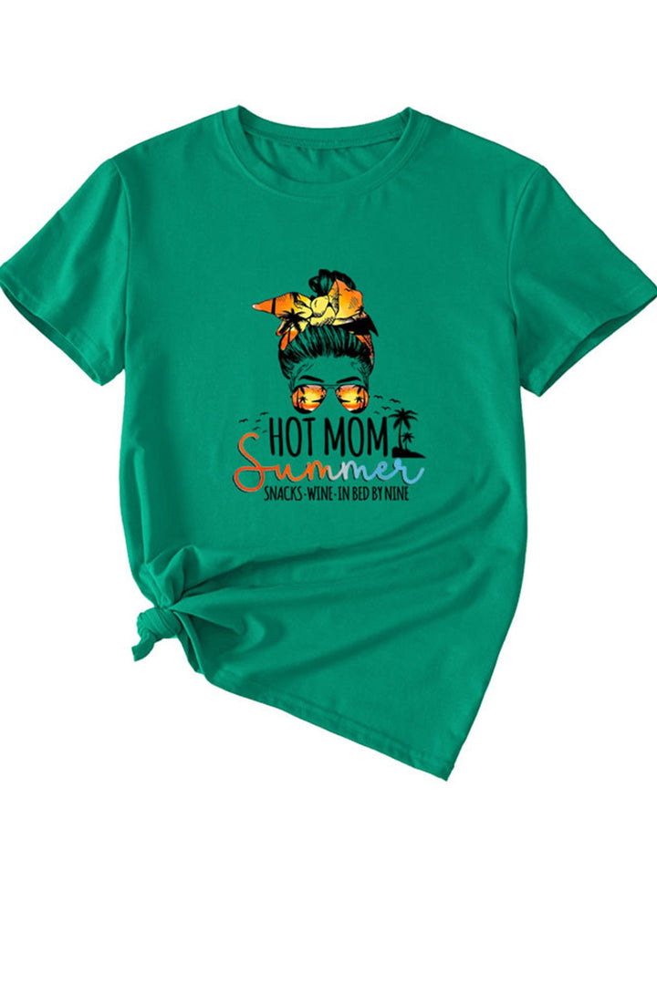 Hot Mom Summer Graphic Print T-shirt Light Grey · M