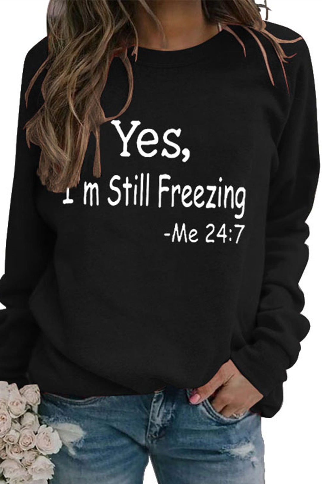 I'm Still Freezing Printed Sweatshirt Grey · M