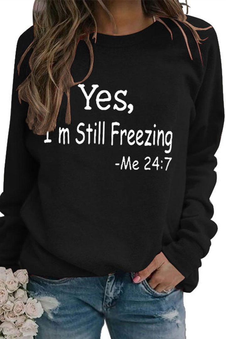 I'm Still Freezing Printed Sweatshirt Grey · M