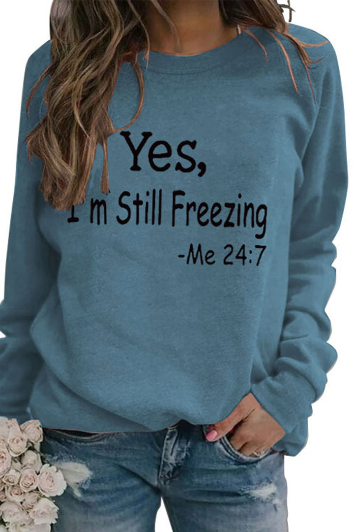 I'm Still Freezing Printed Sweatshirt Grey · S