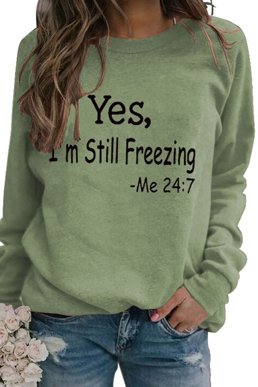 I'm Still Freezing Printed Sweatshirt Grey · L