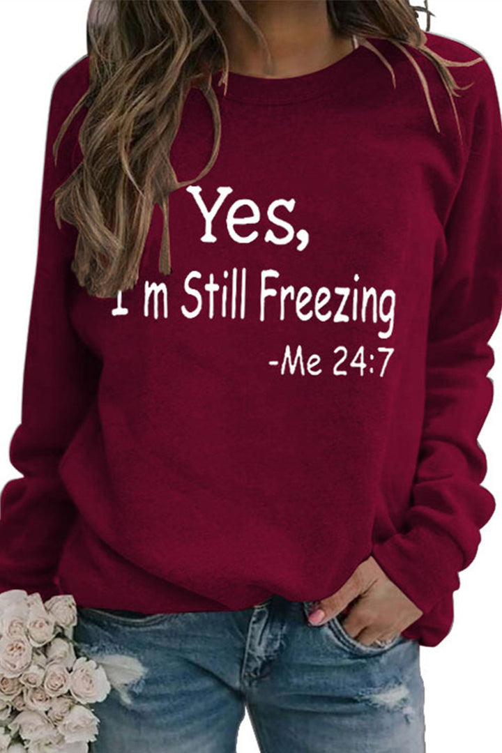 I'm Still Freezing Printed Sweatshirt Grey · 2XL