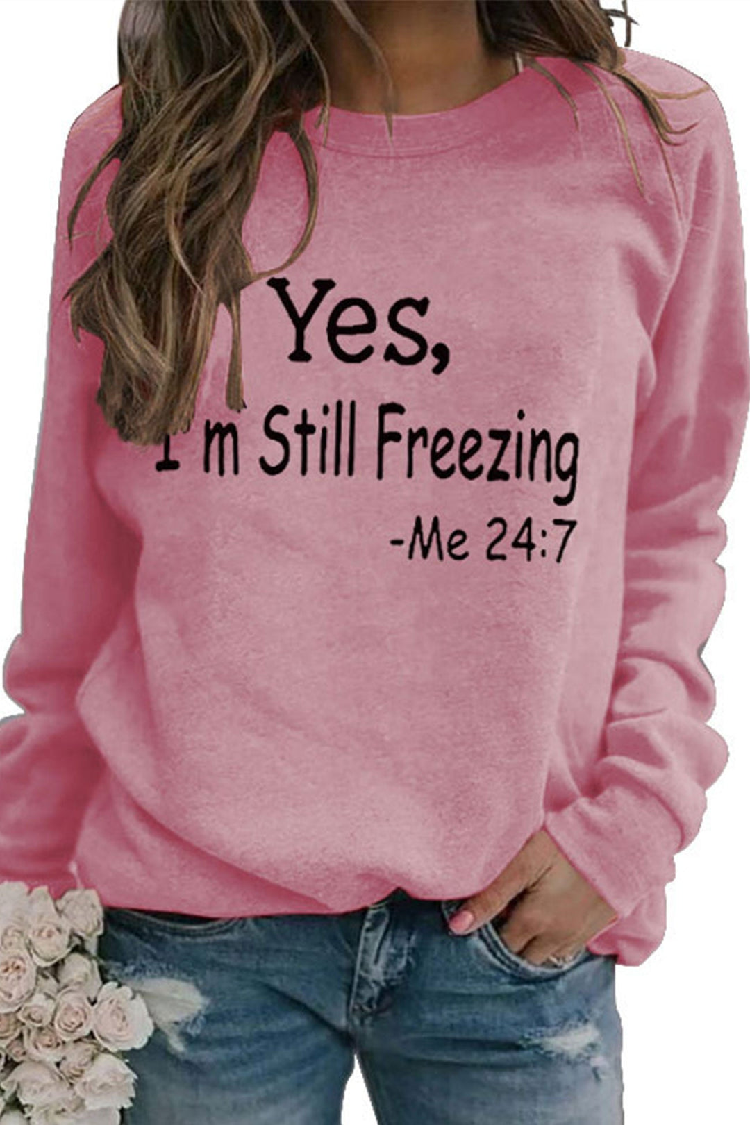 I'm Still Freezing Printed Sweatshirt Blue · S