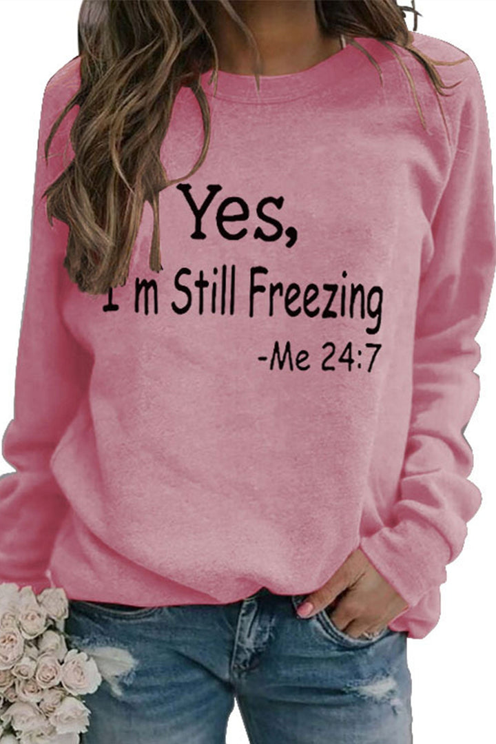 I'm Still Freezing Printed Sweatshirt Blue · S
