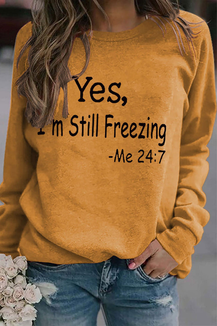 I'm Still Freezing Printed Sweatshirt Grey · XL