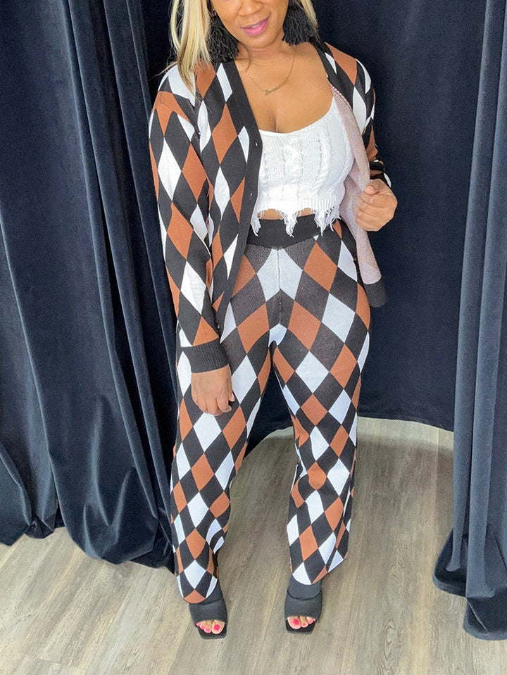 Plaid Knit Set Purple / 3XL