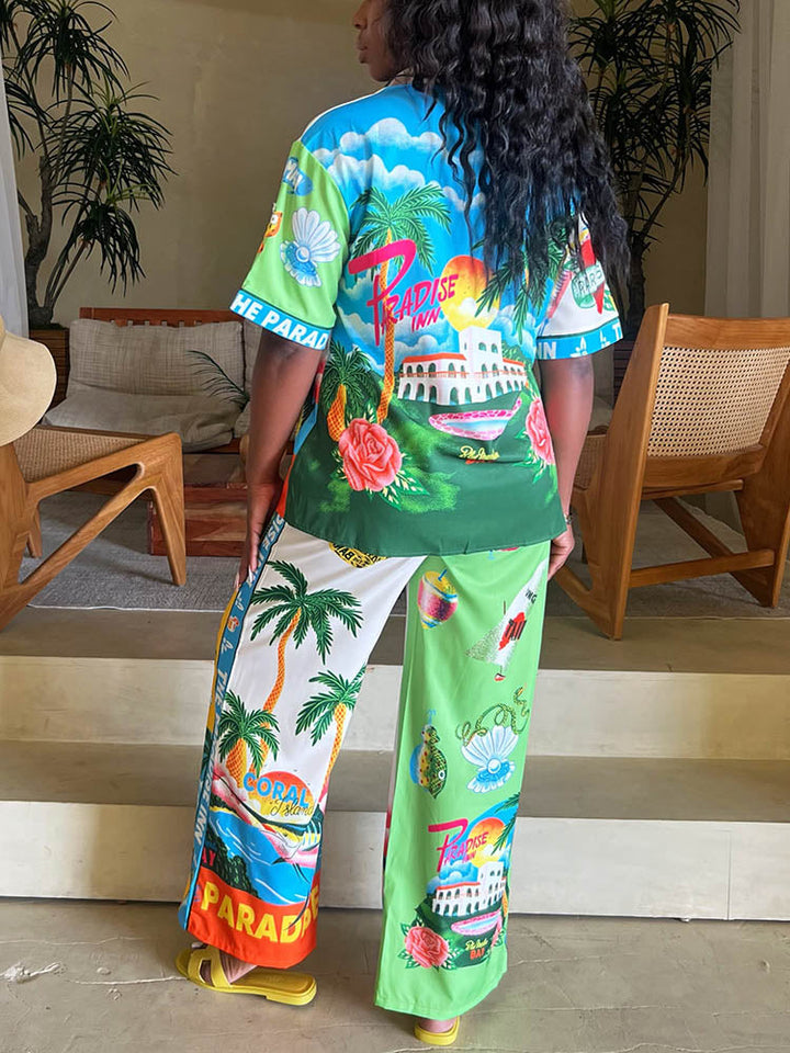 Tropical Paradise Print Set Shorts Set / M