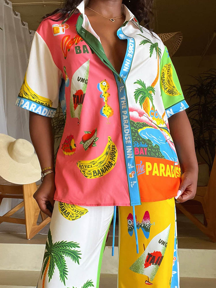 Tropical Paradise Print Set Shorts Set / S