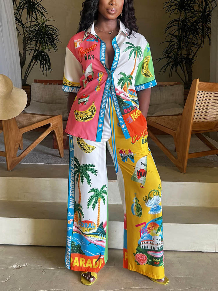 Tropical Paradise Print Set Pants Set / M
