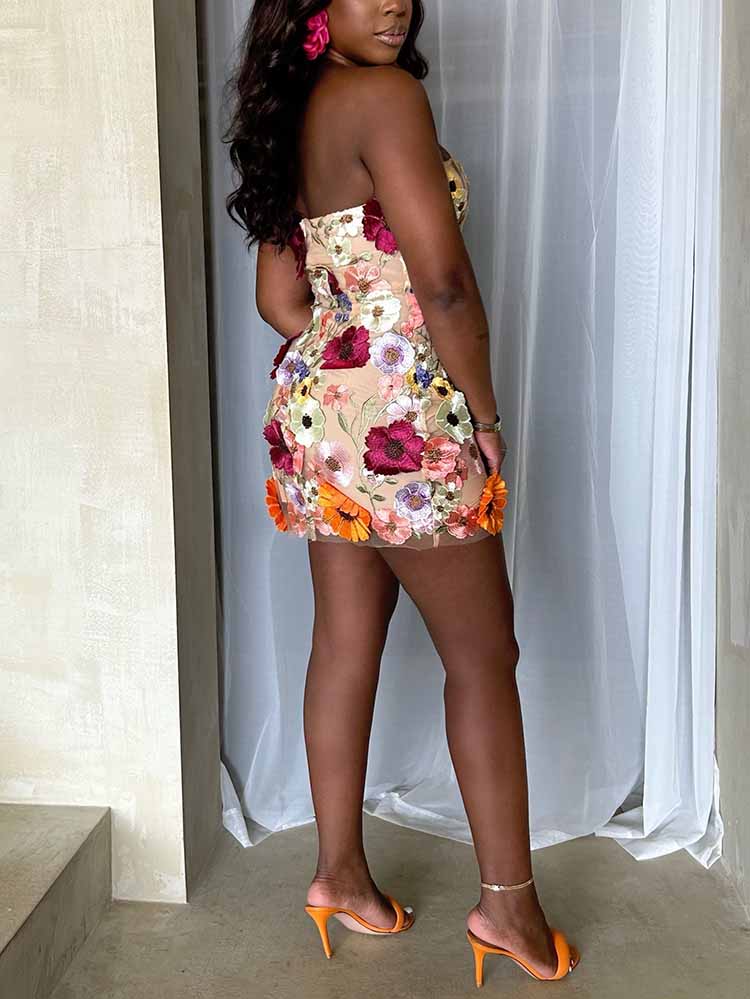 Flower Boom Mini Dress Apricot / L