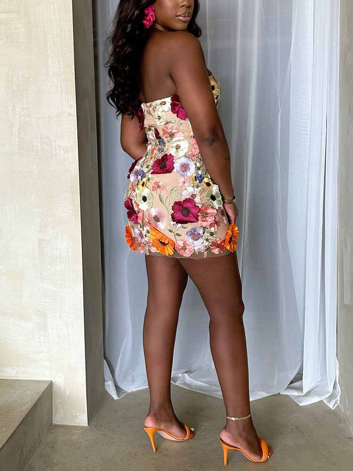 Flower Boom Mini Dress Apricot / L