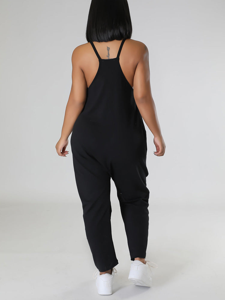 Casual Loose Comfy Overall Black / 2XL