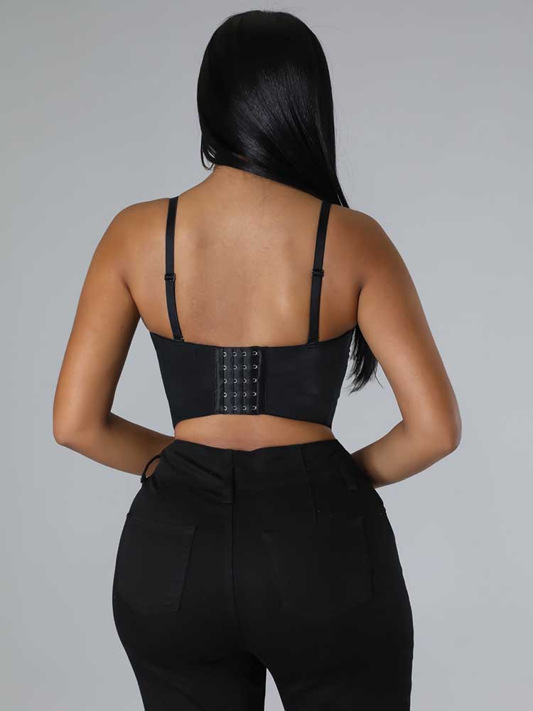 Bejeweled Spaghetti Strap Top Black / L