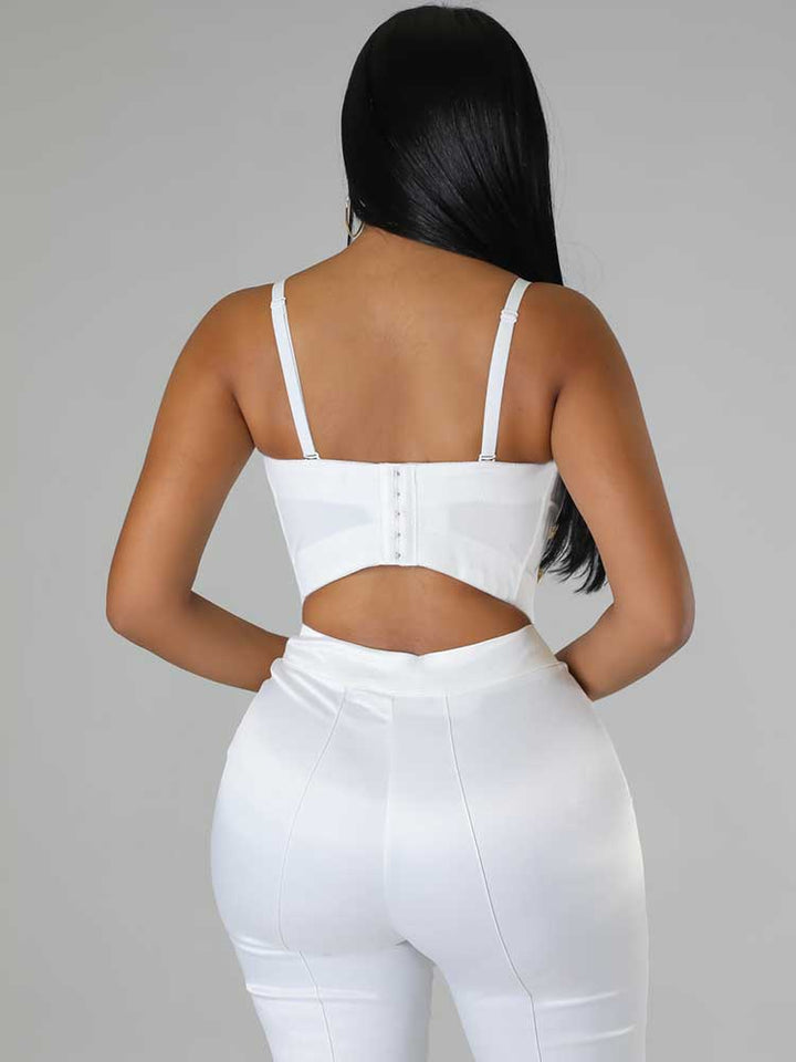 Bejeweled Spaghetti Strap Top White / XL