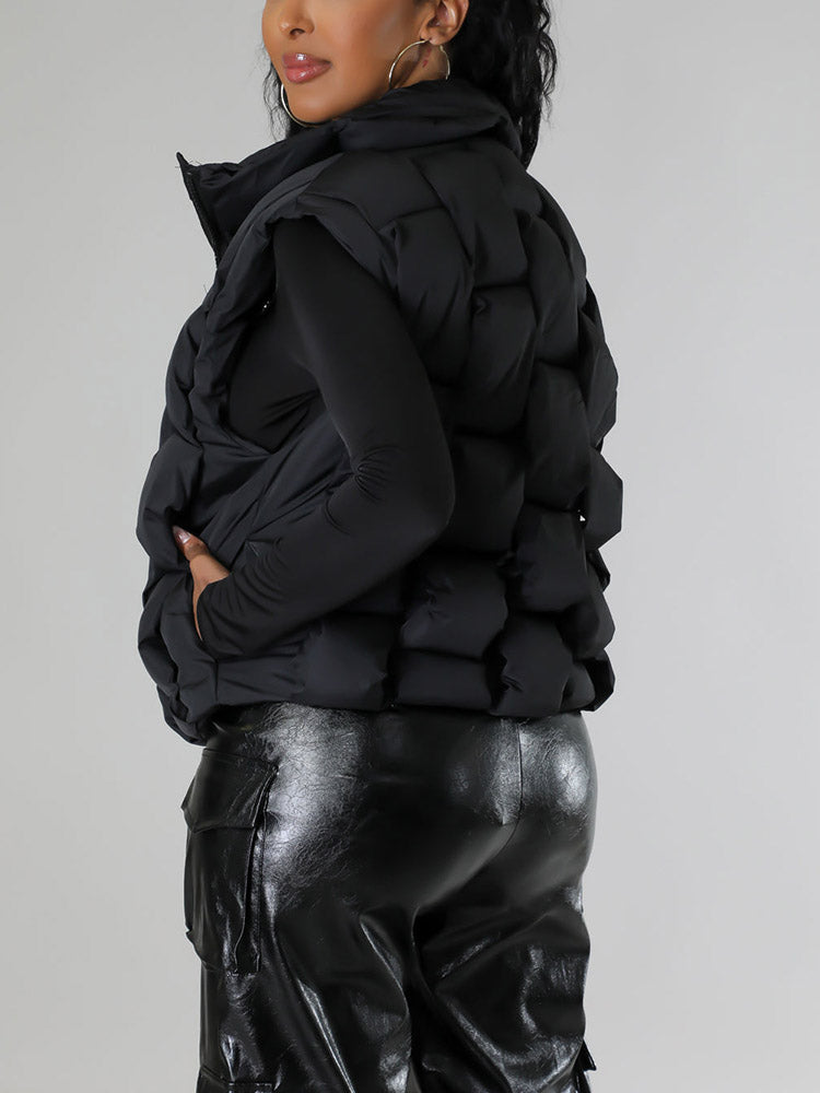 Braid Puffer Vest Taupe / XL