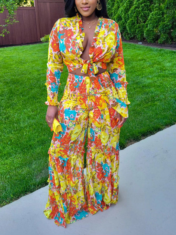 Floral Print Set Orange / XL