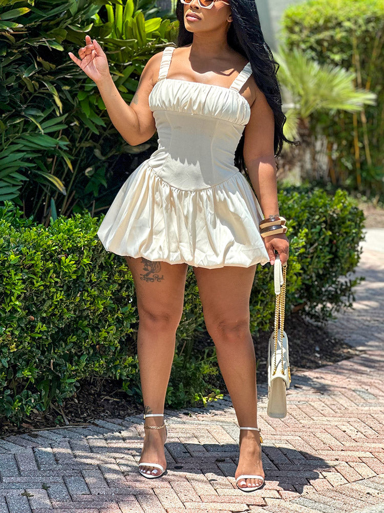 Puffy Mini Dress Apricot / S