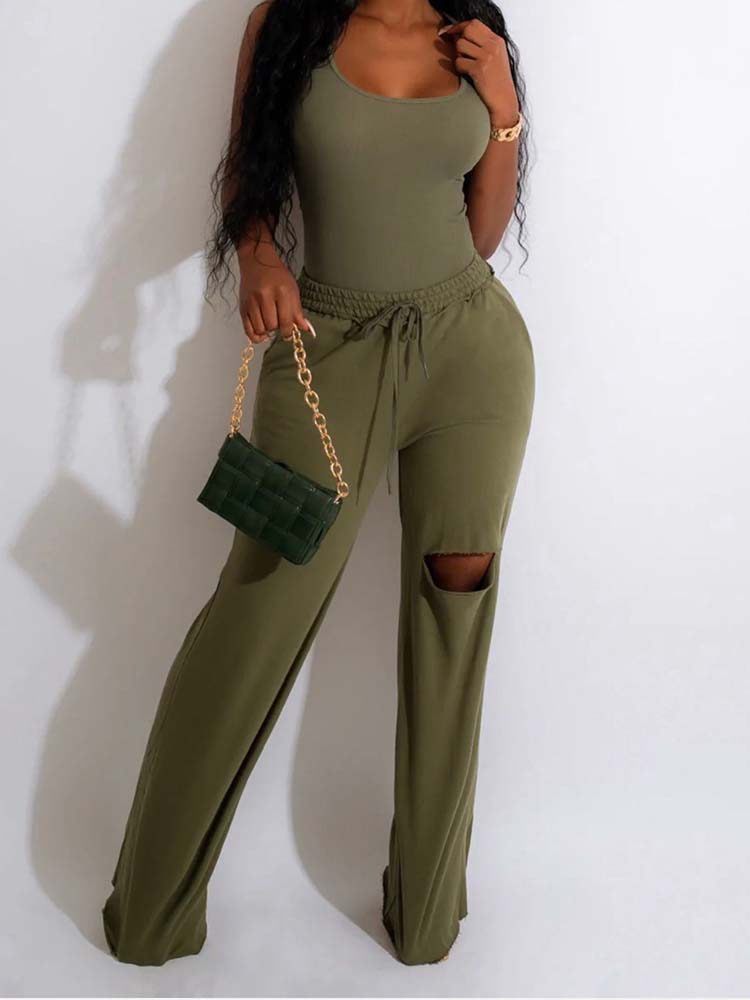 Casual Tracksuit Set Army Green / L