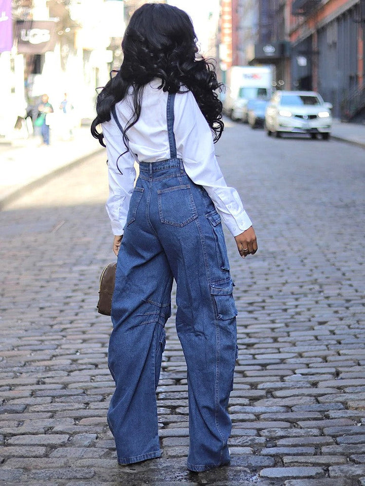 Denim Cargo Pocket Overall Blue / 2XL