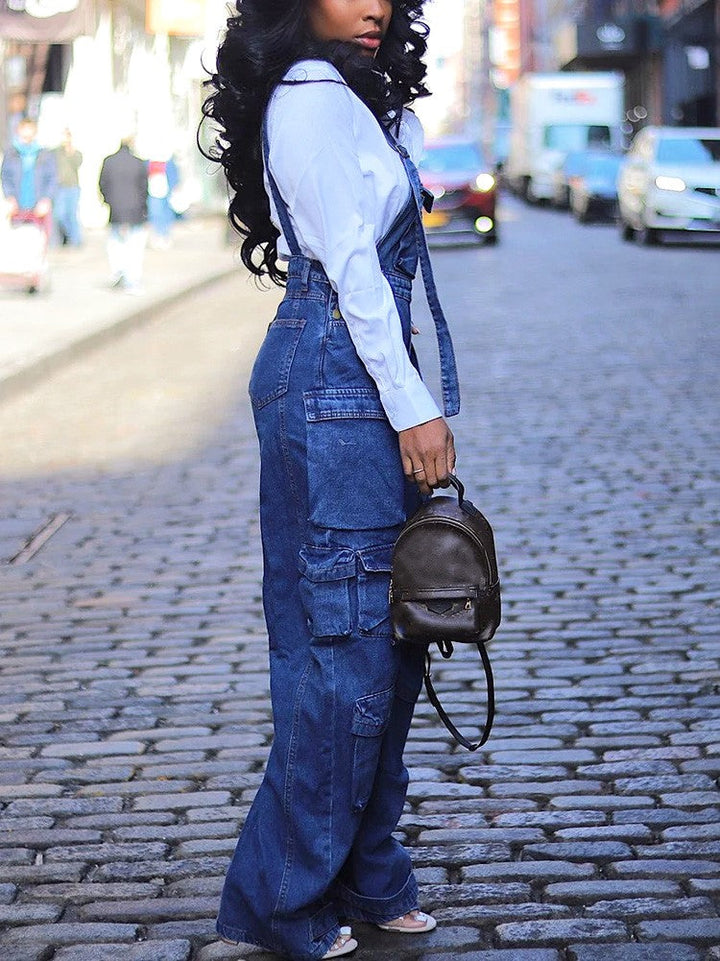 Denim Cargo Pocket Overall Blue / XL