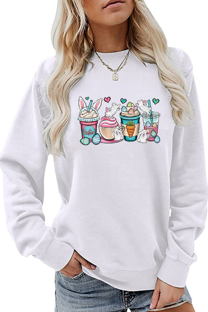 Ice Cream Bunny Print Sweatshirt Yellow · M