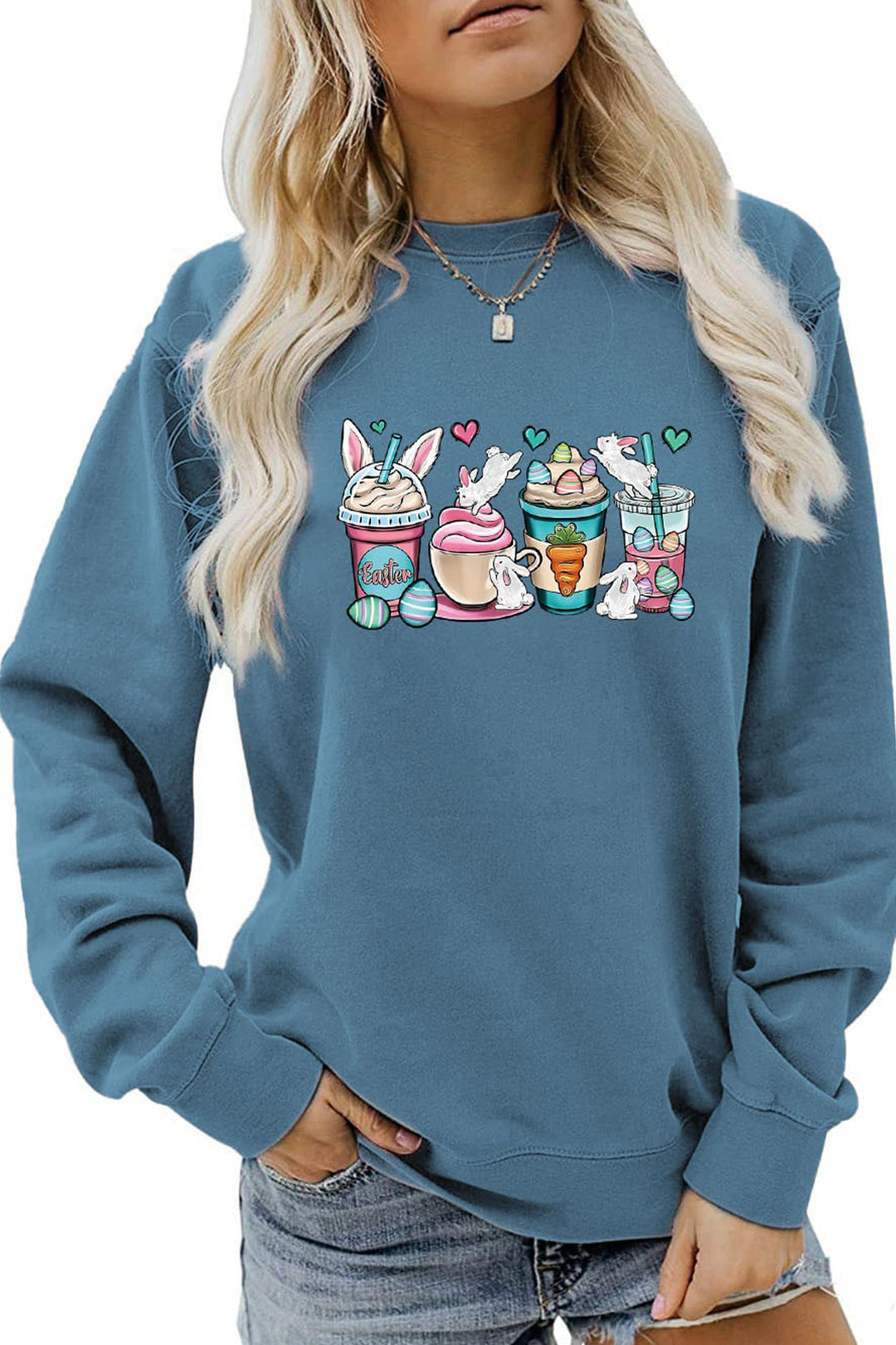 Ice Cream Bunny Print Sweatshirt Fluorescent Green · 2XL