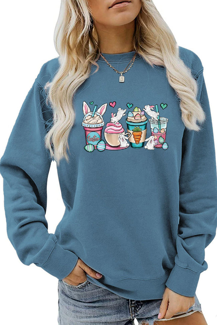 Ice Cream Bunny Print Sweatshirt Fluorescent Green · 2XL