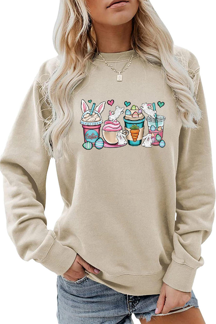Ice Cream Bunny Print Sweatshirt White · S